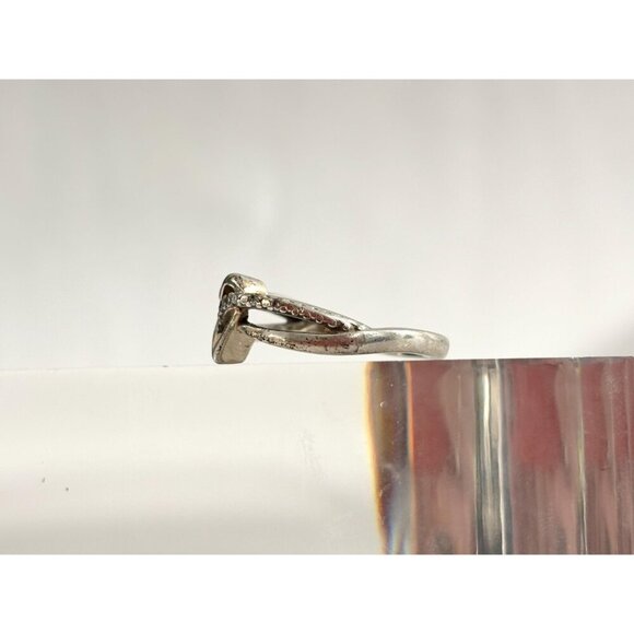 Sterling Silver White Cubic Zirconia Vintage MInimalist Heart Shaped Ring - sz 7 - Picture 3 of 10